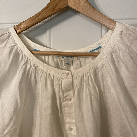 NWOT Sundance Graceful Days White 100% Linen Button Top - Picture 7 of 15